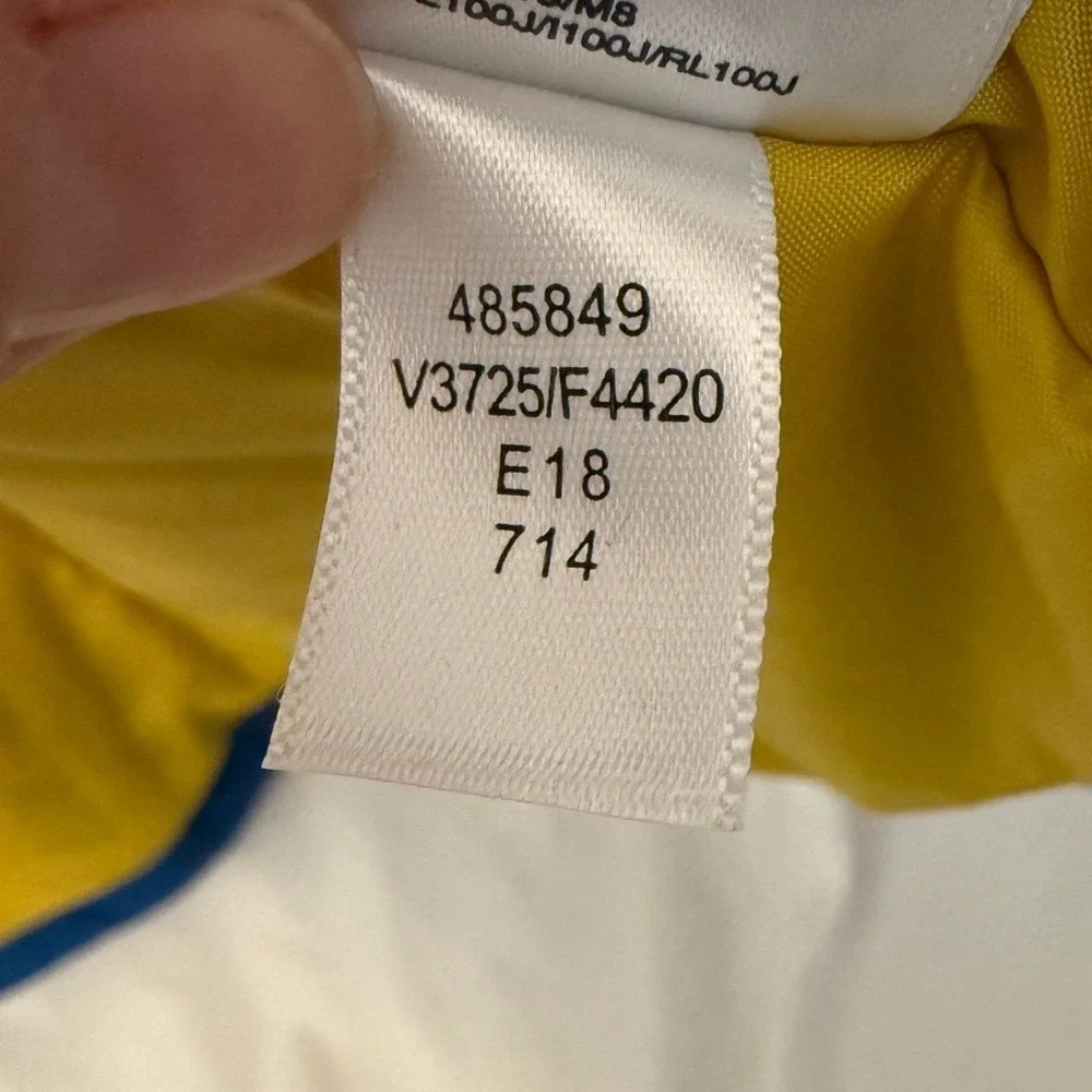 Lands' End Waterproof Jacket Kids XL 16 Blue Yellow Color-Block Hooded Insulated